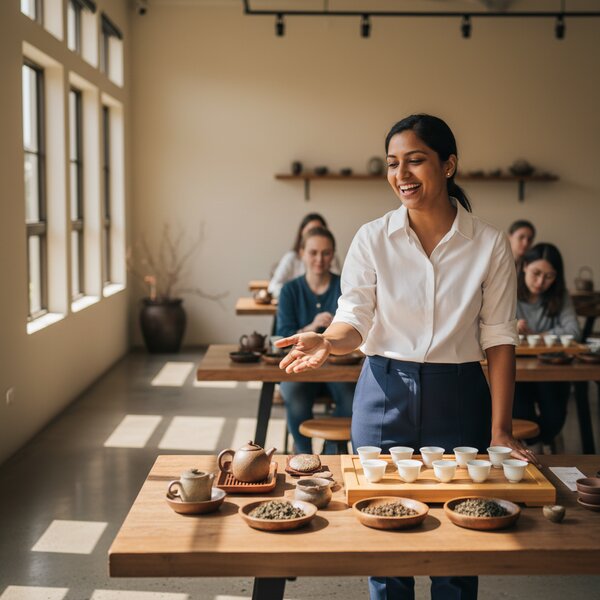 Tea educator leading a tasting class