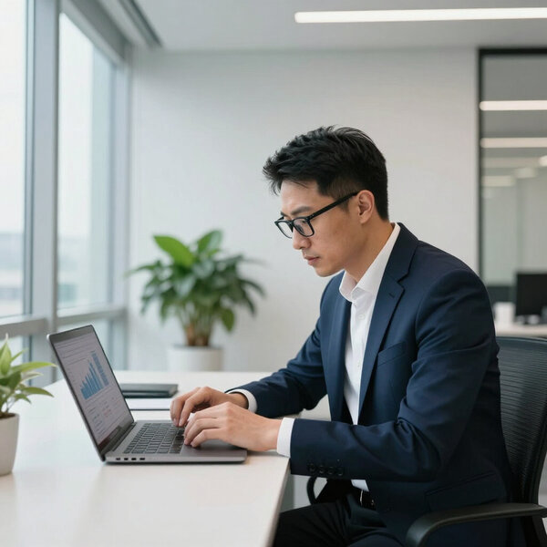 Professional working on a laptop